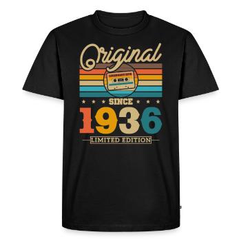 Vintage Birthday Gift 1936, 87/88 years - Men's Premium Organic T-Shirt - black - Front - Nico (187cm)