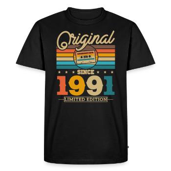 Vintage 1991 Birthday Gift - Men's Premium Organic T-Shirt - black - Front - Nico (187cm)