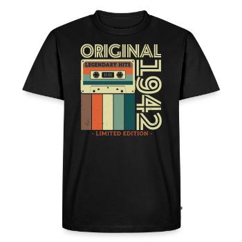 T-shirt Anniversaire 1942 81/82 - T-shirt Premium bio Homme - noir - Devant - Nico (187cm)
