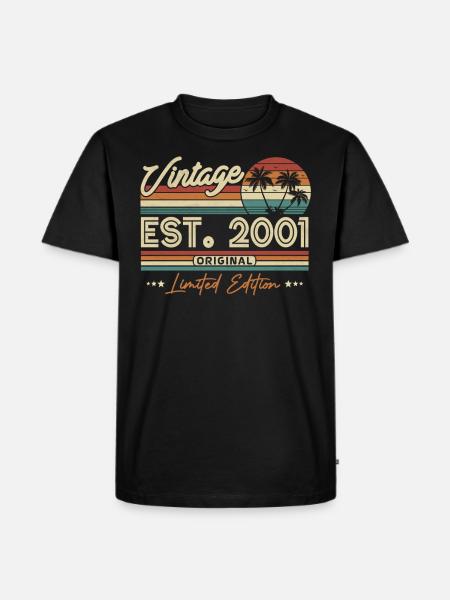 Jahrgangsgeschenk 2001 - Männer Premium Bio T-Shirt - Schwarz