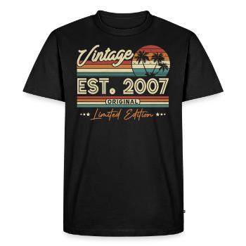 Vintage Birthday Gift 2007, 16/17 years - Men's Premium Organic T-Shirt - black - Front - Nico (187cm)