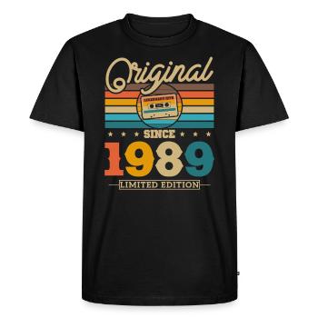 1989 Chemise d’anniversaire vintage - T-shirt Premium bio Homme - noir - Devant - Nico (187cm)