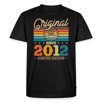 Retro Birthday Gifts Calendar Years '12 - Men's Premium Organic T-Shirt - black - Front - Nico (187cm)