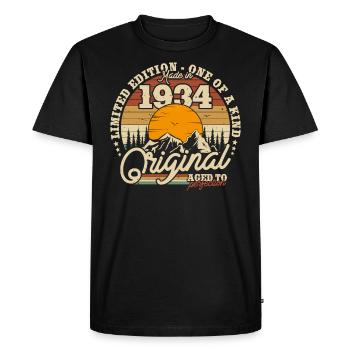 1934 Birthday Anniversary Present - Men's Premium Organic T-Shirt - black - Front - Nico (187cm)