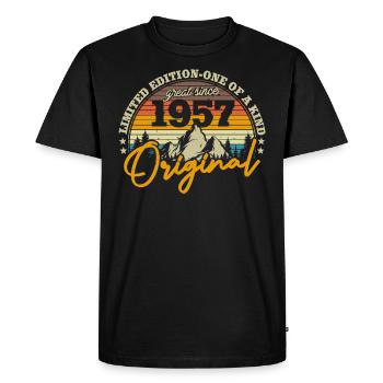 Cadeau d’anniversaire rétro '57 66/67 ans - T-shirt Premium bio Homme - noir - Devant - Nico (187cm)