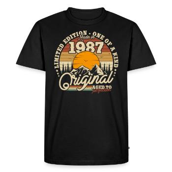 Vintage 1987 Surprise d’anniversaire - T-shirt Premium bio Homme - noir - Devant - Nico (187cm)