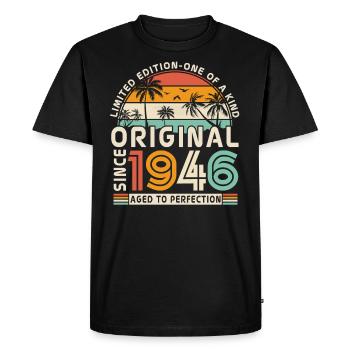1946 Légende de l’anniversaire - T-shirt Premium bio Homme - noir - Devant - Nico (187cm)