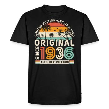 1936 Birthday legend - Men's Premium Organic T-Shirt - black - Front - Nico (187cm)
