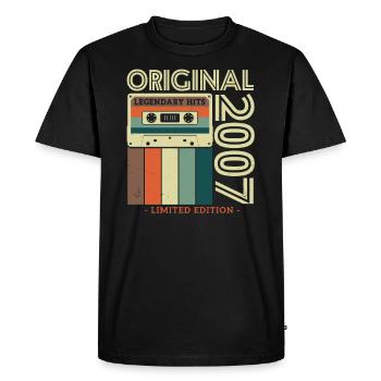 Chemise rétro vintage 2007 - T-shirt Premium bio Homme - noir - Devant - Nico (187cm)