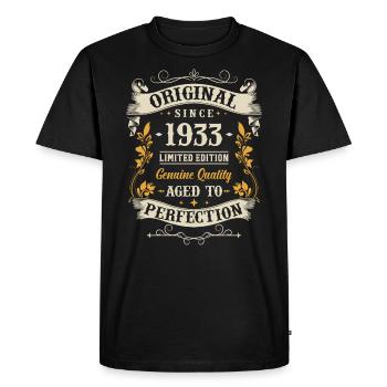 Année de naissance légendaire 1933 - T-shirt Premium bio Homme - noir - Devant - Nico (187cm)