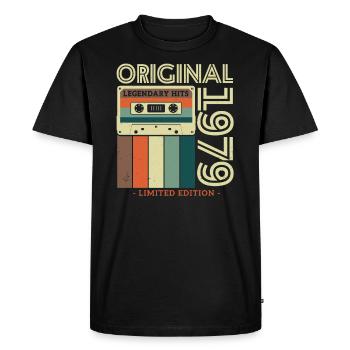Iconic 1979 vintage look - Men's Premium Organic T-Shirt - black - Front - Nico (187cm)