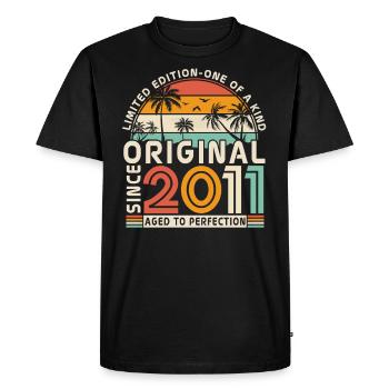 Né à la légende en 2011 - T-shirt Premium bio Homme - noir - Devant - Nico (187cm)