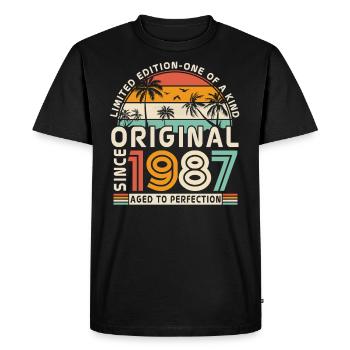 Chemise d’anniversaire légendaire vintage 1987 - T-shirt Premium bio Homme - noir - Devant - Nico (187cm)