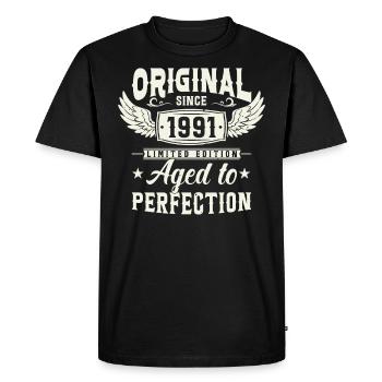 Année légendaire de naissance '91 - T-shirt Premium bio Homme - noir - Devant - Nico (187cm)