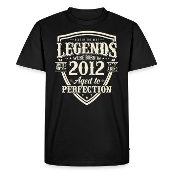 Cadeau nostalgique : Né en 2012, 11 ans - T-shirt Premium bio Homme - noir - Devant - Nico (187cm)