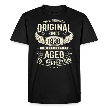 Birthday present born in 1938 85 years - Men's Premium Organic T-Shirt - black - Front - Nico (187cm)