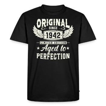 Birthday present: Born 1942 - 81 years - Men's Premium Organic T-Shirt - black - Front - Nico (187cm)