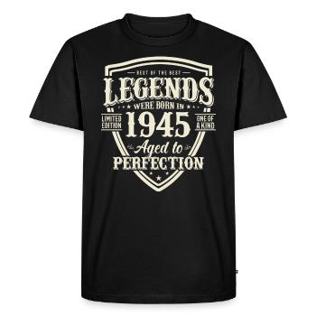 Vintage 1945 Surprise d’anniversaire - T-shirt Premium bio Homme - noir - Devant - Nico (187cm)