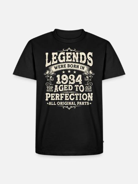 Legends 1934 Born Vintage Birthday Gift - Men's Premium Organic T-Shirt - black