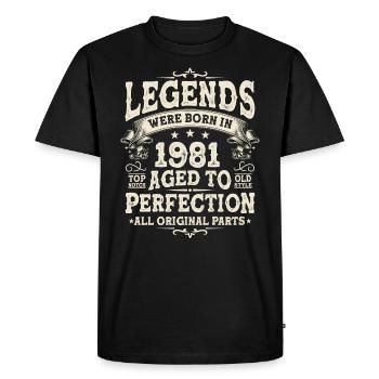 Legendary Birthday Gift Idea '81 - Men's Premium Organic T-Shirt - black - Front - Nico (187cm)