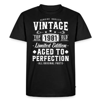 Vintage 1981 Surprise d’anniversaire - T-shirt Premium bio Homme - noir - Devant - Nico (187cm)