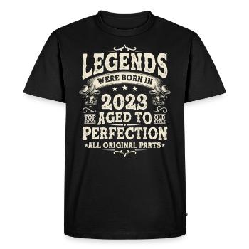 Legendary Birthday Gift Idea 2023 - Men's Premium Organic T-Shirt - black - Front - Nico (187cm)