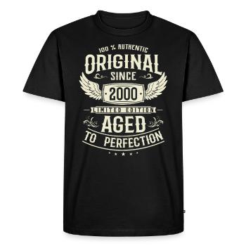 Unique Vintage Gift 2000 23/24 Years - Men's Premium Organic T-Shirt - black - Front - Nico (187cm)