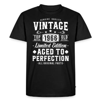 Retro Birthday Gift '66 - Men's Premium Organic T-Shirt - black - Front - Nico (187cm)