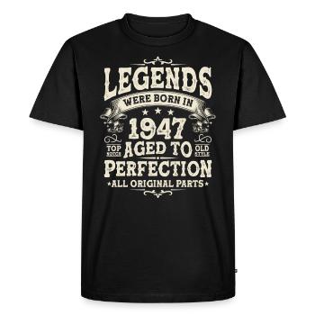 Birthday Legend '47 - Men's Premium Organic T-Shirt - black - Front - Nico (187cm)