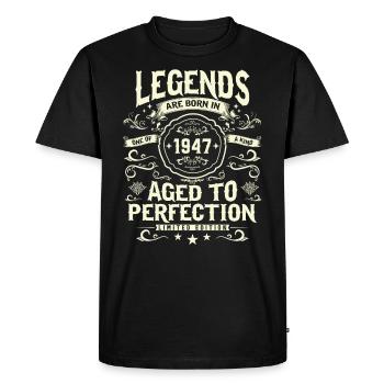 Vintage Birthday Legend 1947 - Men's Premium Organic T-Shirt - black - Front - Nico (187cm)