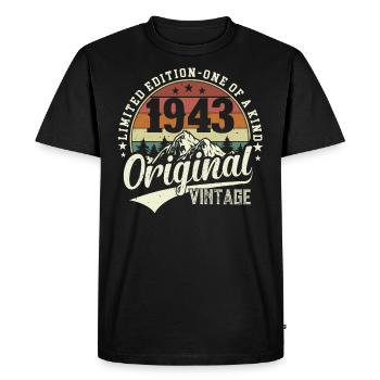 Millésime légendaire 1943 - T-shirt Premium bio Homme - noir - Devant - Nico (187cm)