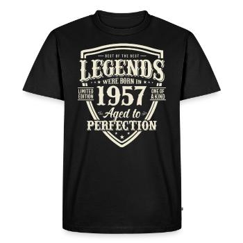 1957 Légende de l’anniversaire - T-shirt Premium bio Homme - noir - Devant - Nico (187cm)