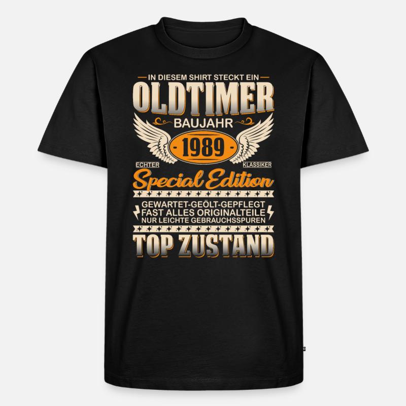 Nostalgie-Geschenk '89 - Männer Premium Bio T-Shirt - Schwarz