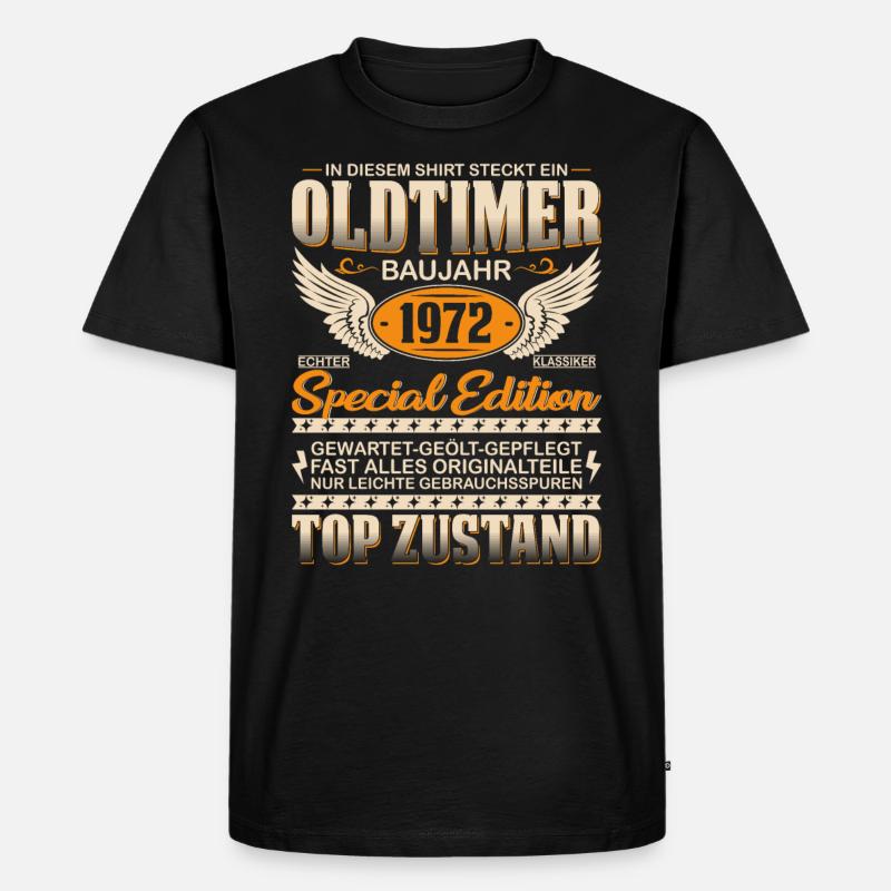 Kultiges 1972er Oldtimer-Geschenk - Männer Premium Bio T-Shirt - Schwarz