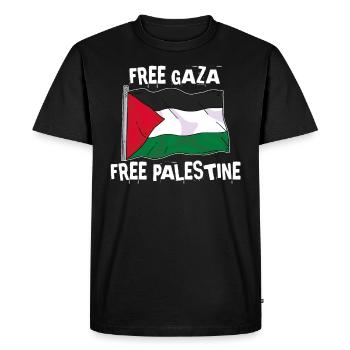 Liberté pour Gaza et la Palestine - T-shirt Premium bio Homme - noir - Devant - Nico (187cm)