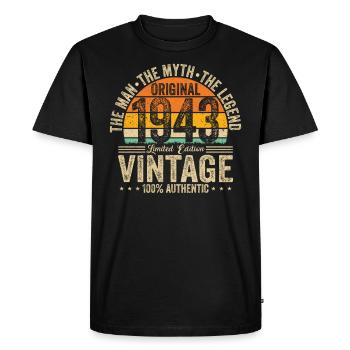 1943 Legend 80/81 years - Men's Premium Organic T-Shirt - black - Front - Nico (187cm)