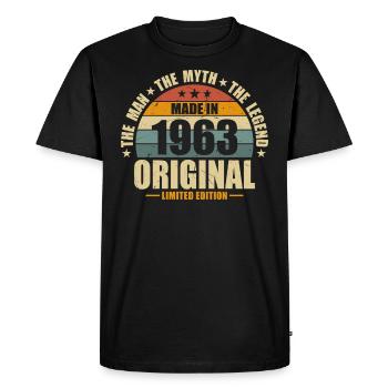 Légende vintage 1963 60/61 - T-shirt Premium bio Homme - noir - Devant - Nico (187cm)