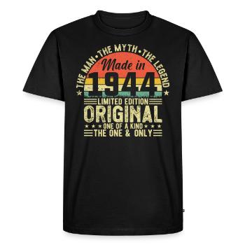 Millésime légendaire 1944 - T-shirt Premium bio Homme - noir - Devant - Nico (187cm)