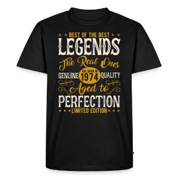 Millésime légendaire 1974 - T-shirt Premium bio Homme - noir - Devant - Nico (187cm)