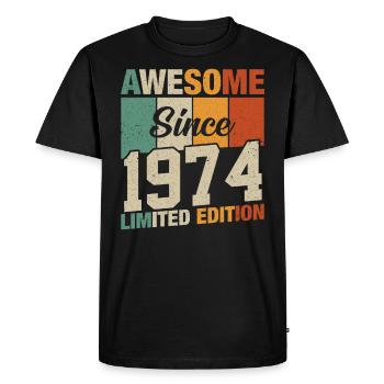 Légendaire Né en 1974 - T-shirt Premium bio Homme - noir - Devant - Nico (187cm)