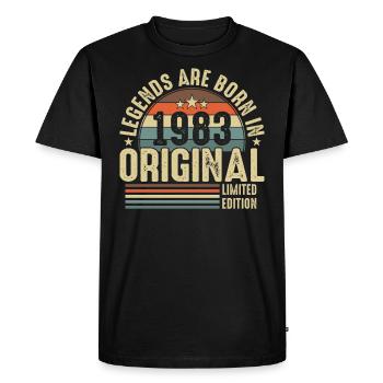 Année d’anniversaire légendaire 1983 - T-shirt Premium bio Homme - noir - Devant - Nico (187cm)