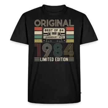 Millésime 1984 - T-shirt Premium bio Homme - noir - Devant - Nico (187cm)
