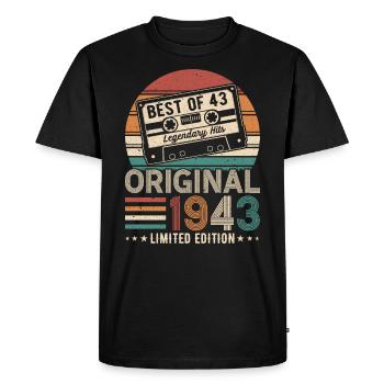1943 - Vintage Birthday Tea - Men's Premium Organic T-Shirt - black - Front - Nico (187cm)