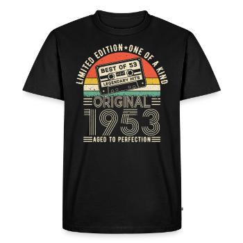1953 - Vintage Birthday - Men's Premium Organic T-Shirt - black - Front - Nico (187cm)