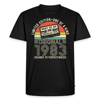 1983 - Millésime Anniversaire - T-shirt Premium bio Homme - noir - Devant - Nico (187cm)