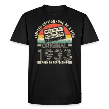 1933 - Une année de naissance légendaire - T-shirt Premium bio Homme - noir - Devant - Nico (187cm)