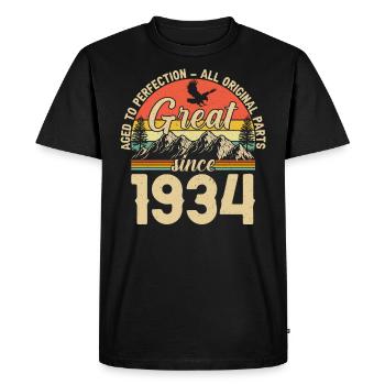 90e anniversaire 1934 - Millésime légendaire - T-shirt Premium bio Homme - noir - Devant - Nico (187cm)