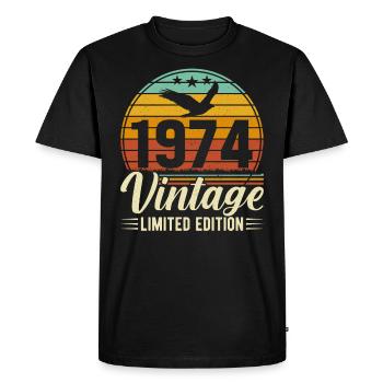 50e anniversaire 1974 Chemise - T-shirt Premium bio Homme - noir - Devant - Nico (187cm)