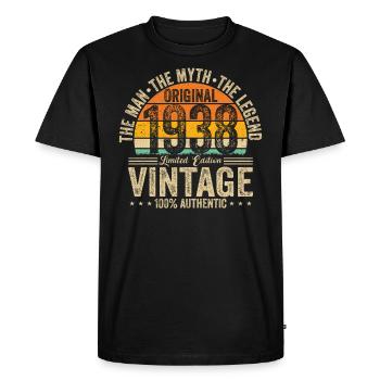 86e anniversaire 1938 chemise rétro - T-shirt Premium bio Homme - noir - Devant - Nico (187cm)