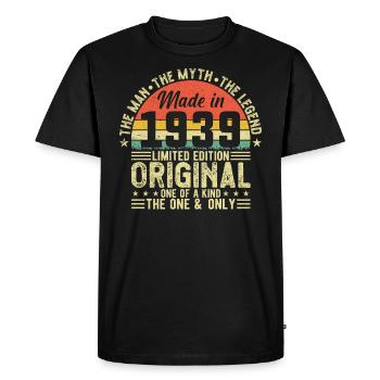 Millésime 1939 - Elégance intemporelle pour 85e anniversaire - T-shirt Premium bio Homme - noir - Devant - Nico (187cm)